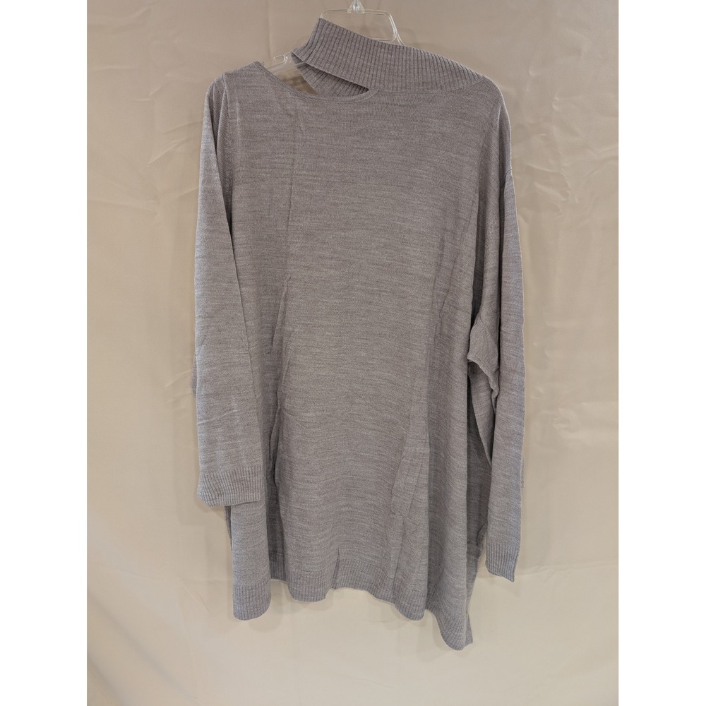 Colleen Lopez Womens 3XL Gray Long Sleeve Cutout Neck Knit Sweater - Picture 3 of 4